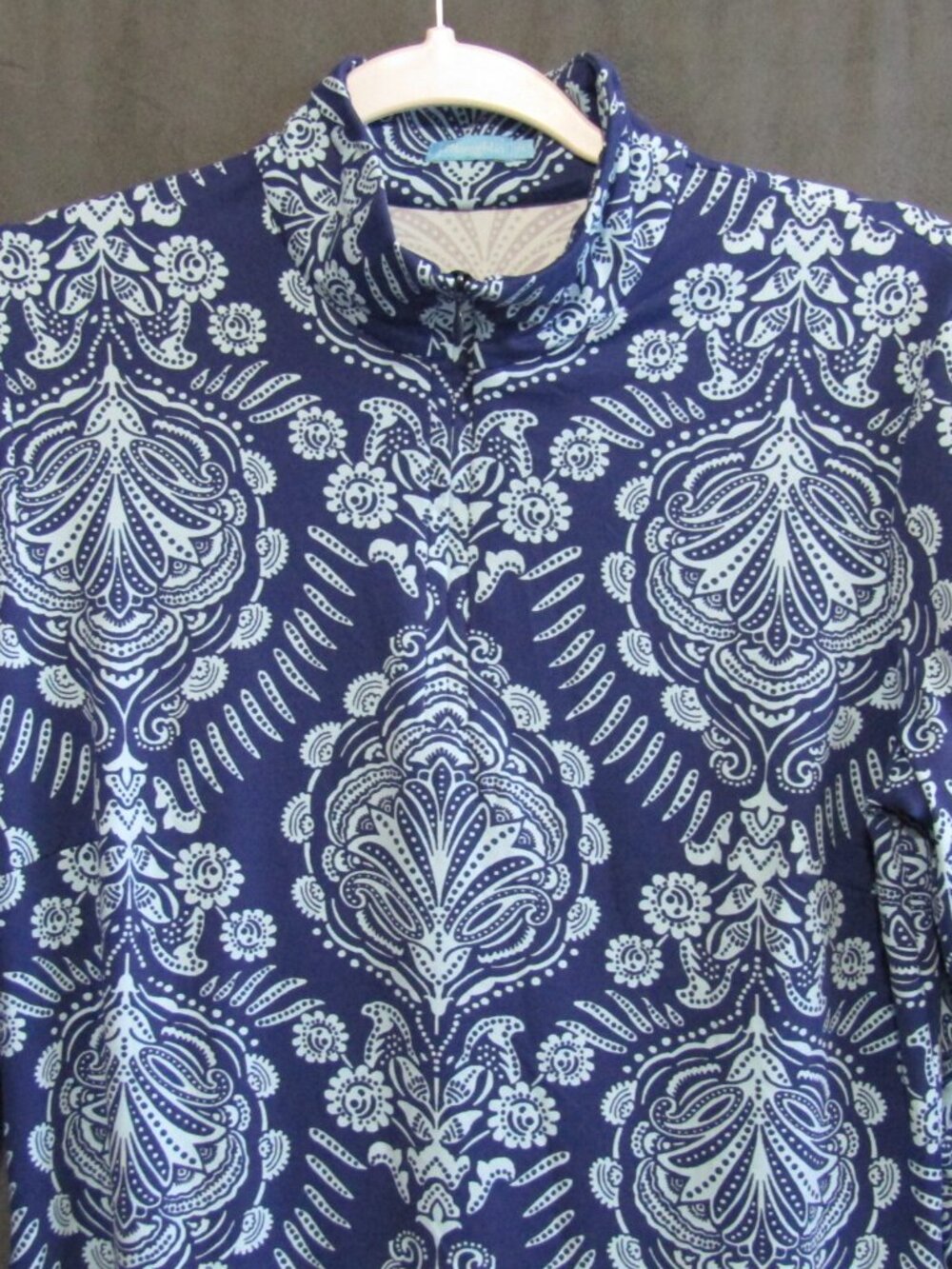 J McLaughlin Bedford Catalina Cloth Blue Floral 1/4 Zip Shift Dress Size M - Picture 2 of 9